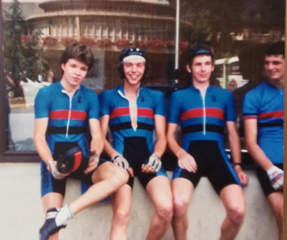 Somerset Road Club before a race in Lisieux 1983
