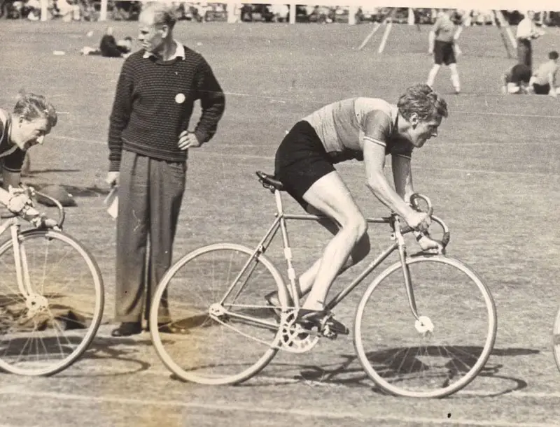 Brian Sandy of Somerset Road Club in Grass Track action